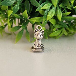 925 Sterling Silver Cat on a Cart Charm